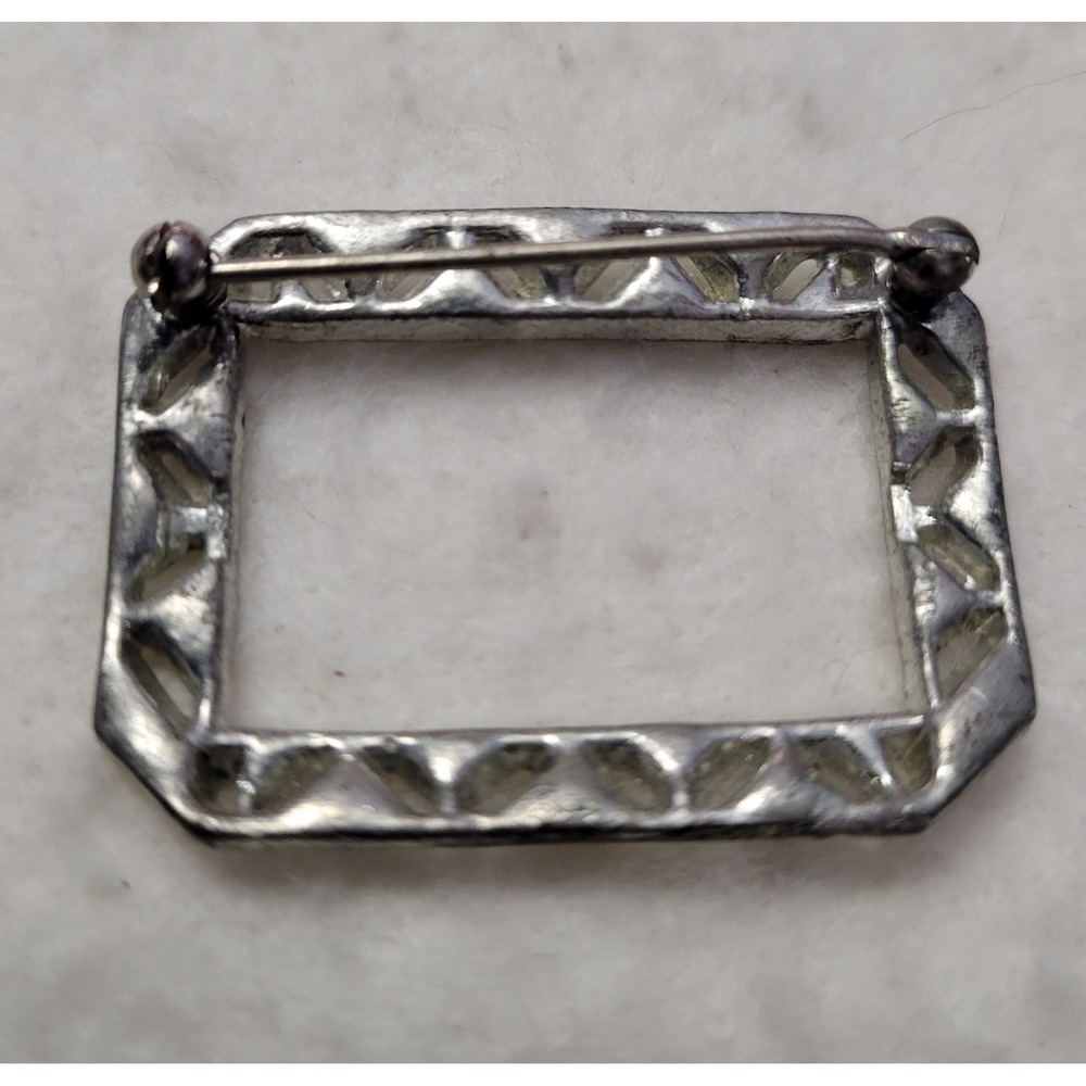 Vintage Antique CORO Signed Silver Tone Art Deco Rectangle Rhinestone 1.5" AS IS - Picture 2 of 6